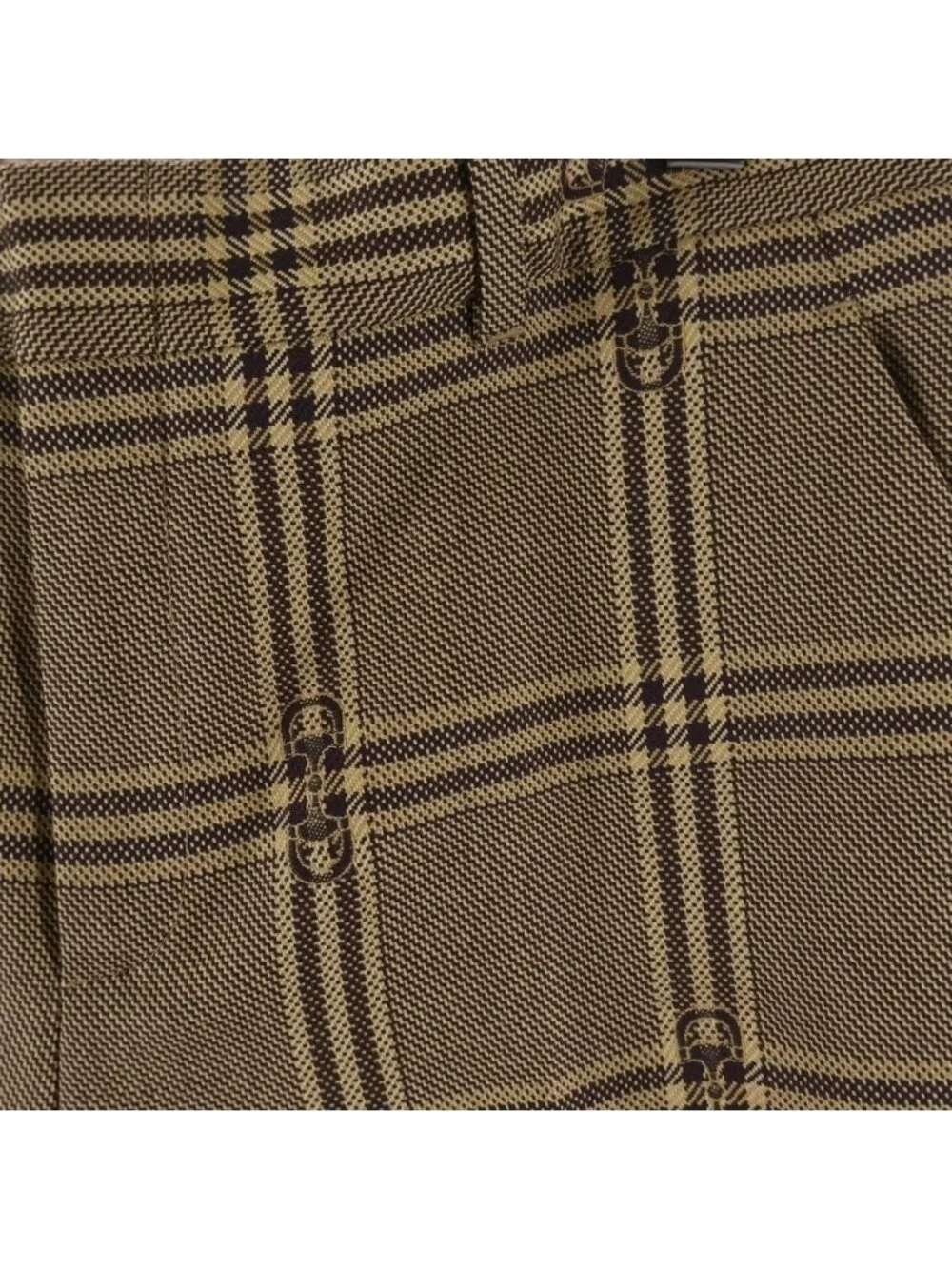 Gucci Horsebit All Over Pattern Check Wool Trousers Pants Brown Zaopd